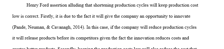 Lean six sigma Importance of short production cycle