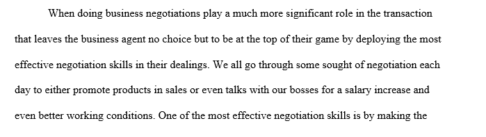 Negotiating strategies