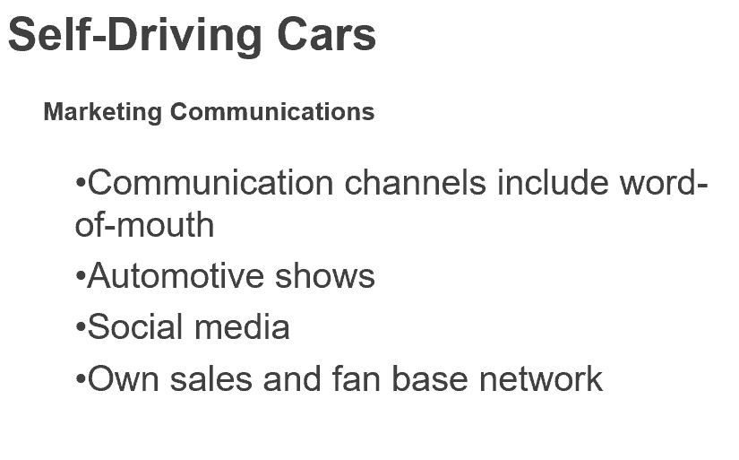 Power Points slides addressing the marketing communications