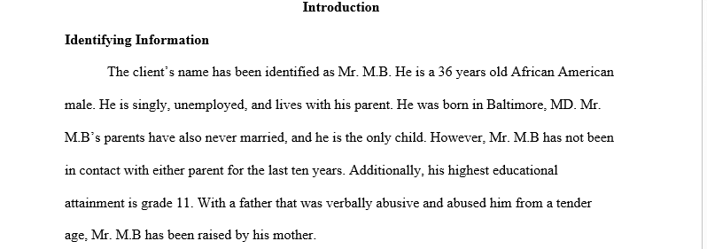 Psychosocial assessment and psychosocial case study