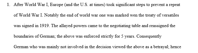 Ramifications of the Treaty of Versailles