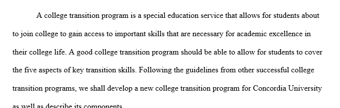 Research college transition programs