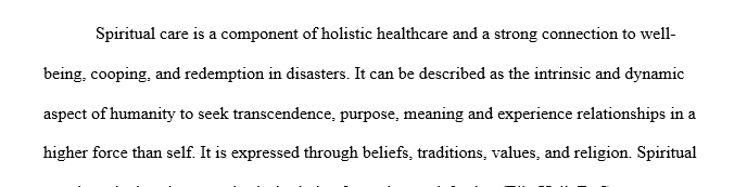 Spiritual considerations surrounding a disaster