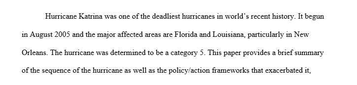 Summary about katrina hurricane