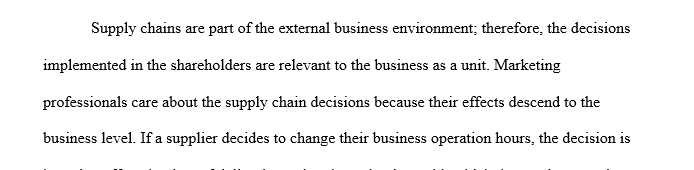 Supply chain decisions