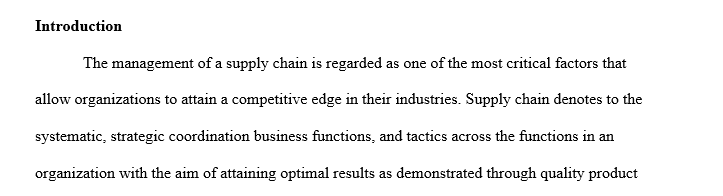 Supply chain related issues