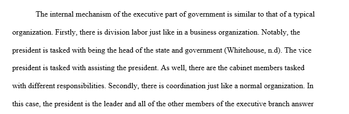 The Executive Branch of the federal government