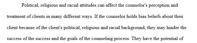 The counselor’s perception and treatment of clients