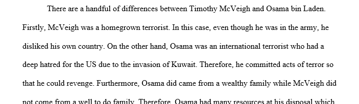 Timothy McVeigh and Osama bin Laden