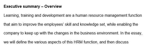 Training and development
