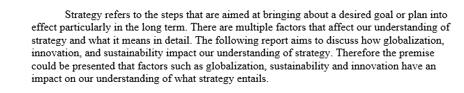 Understanding of Strategy