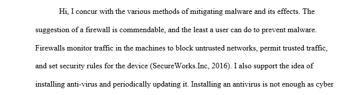 Best practice to employ to mitigate malware effects on a machine
