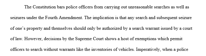 Compare and contrast vehicle searches and inventories