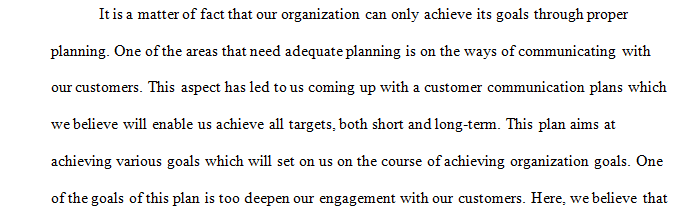 Customer Communication Plan