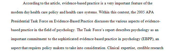 Evidence-Based Practice in Psychology