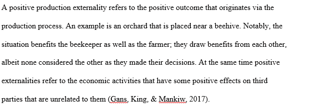 Give an example of a positive and a negative externality