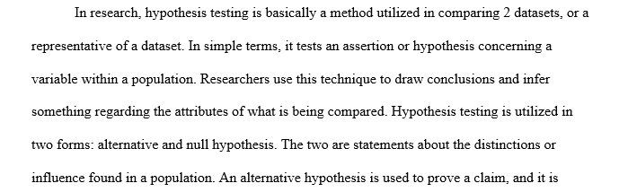 Provide two different examples of how research uses hypothesis testing
