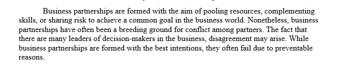 Reasons for a Business Partner concept to fail and how to overcome the challenges