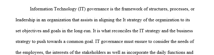 Search the Internet for IT governance planning.