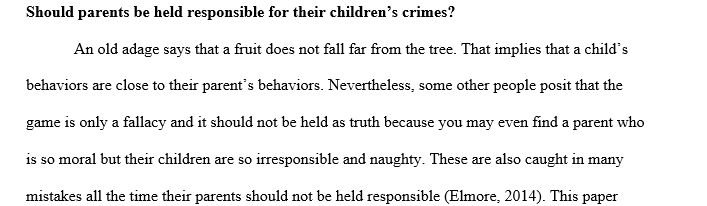 Should parents be held responsible for their children’s crimes