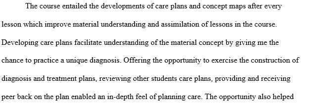 The development of care plans and concept maps