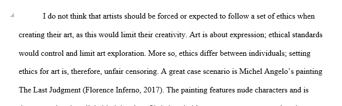 The process of creating art do you think artists should follow a set of ethics 