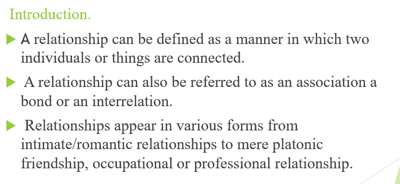 The social factors or intimate factors (or both) that influence relationships