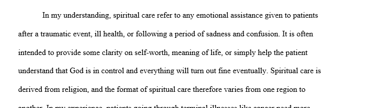 What is your definition of spiritual care