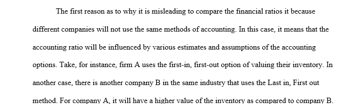 Why is it sometimes misleading to compare a company’s financial ratios