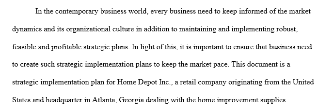 Write a 1050-word minimum strategic implementation plan