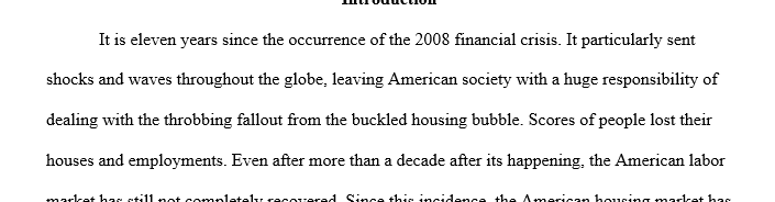An Analysis of the Housing Market Crash Leading to the Great Recession of 2008