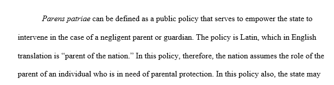 An overview of the concept of Parens Patriae
