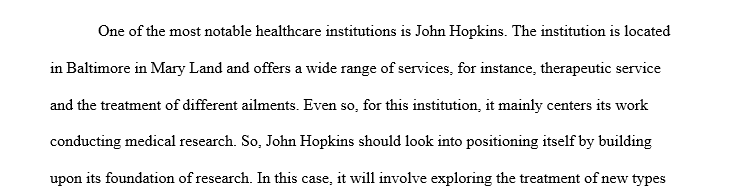 Briefly describe a health care provider with which you are familiar