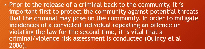 Conduct research on the topic of criminal or violent risk assessment