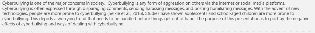 Create an informative or explanatory text to educate others about cyberbullying