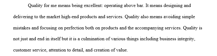 Define quality in your own words