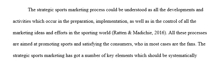 Define the strategic sports marketing process
