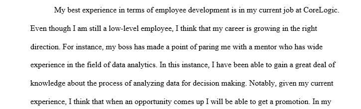 Describe your best experience in terms of employee development