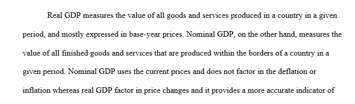 Discuss the difference between real GDP and nominal GDP