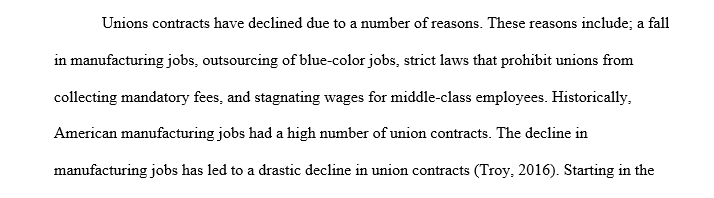 Discussion Post- Characteristics of Current Labor Relations