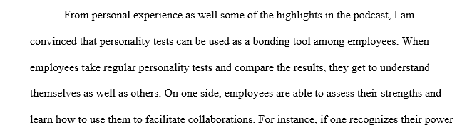 Do you believe that personality tests can be used as a bonding tool with employees