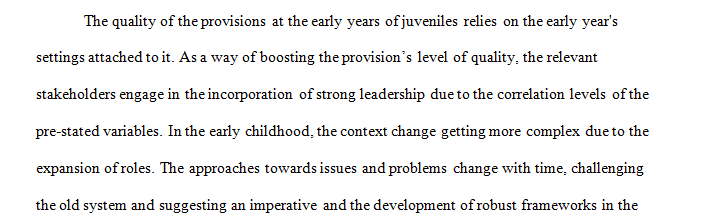 Effective Leadership in Early Childhood Education