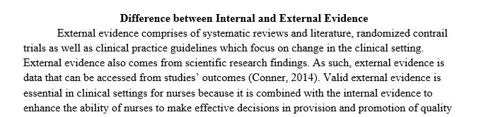 Explain the difference between internal and external evidence