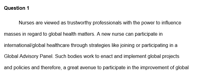How a new nurse can take to get involved in international health care