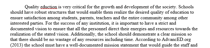Planning Domain – Mission and Vision Statements