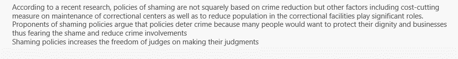 Policies of shaming and placing stigmas on individuals in deterring crimes