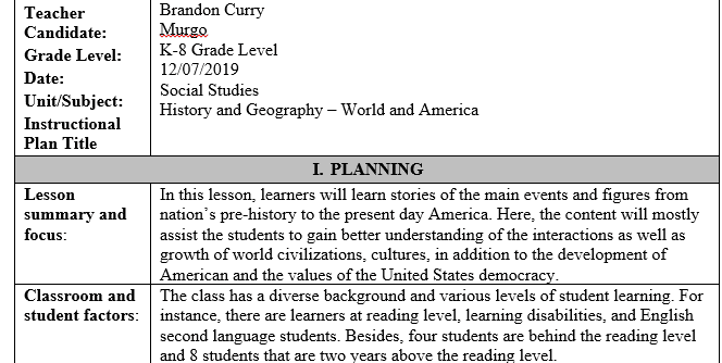 Professional growth in developing effective lessons and lesson plans