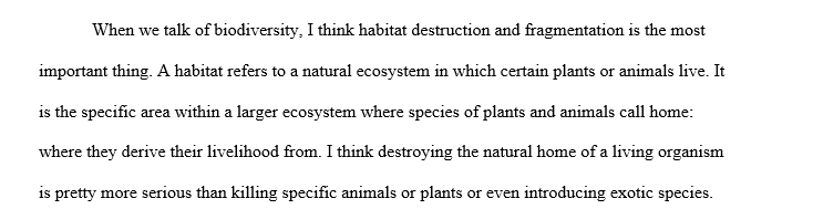 Reduce the loss of biodiversity in a tropical country