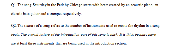 Listening assignment- Saturday in the park by Chicago