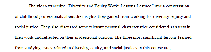 The diversity and equity work